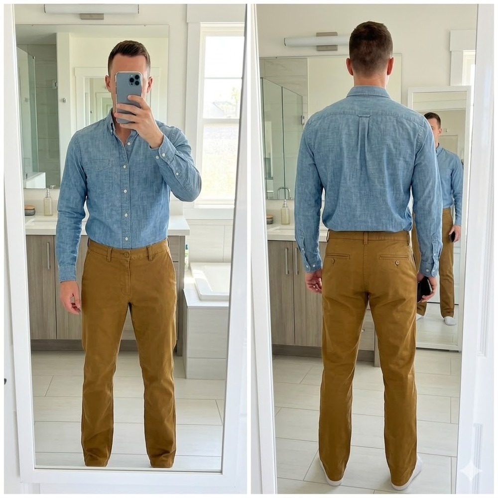 Old Navy Ultimate Straight Chino Pants Mens 34x36 Brown Cotton Stretch Trousers